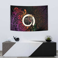 Vanuatu Boar Cowboy Tapestry Tusk Gradient Polynesian Pattern - Polynesian Pride
