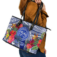 Personalised Samoana High School Leather Tote Bag American Samoa Schools Polynesian Tropical Flowers LT14 - Polynesian Pride