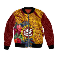 Personalised Tafuna High School Bomber Jacket American Samoa Schools Polynesian Tropical Flowers LT14 Unisex Maroon - Polynesian Pride
