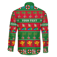 Personalised Hawaii Christmas Family Matching Off Shoulder Long Sleeve Dress and Hawaiian Shirt Mele Kalikimaka LT14 - Polynesian Pride