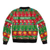 Personalised Hawaii Christmas Sleeve Zip Bomber Jacket Mele Kalikimaka LT14 - Polynesian Pride