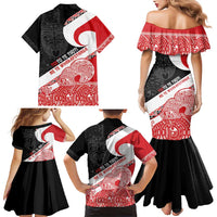 Toitu Te Tiriti Me Te Whakaputanga Family Matching Mermaid Dress and Hawaiian Shirt Maori Wahaika With Haka Face LT14 - Polynesian Pride