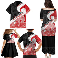 Toitu Te Tiriti Me Te Whakaputanga Family Matching Puletasi and Hawaiian Shirt Maori Wahaika With Haka Face LT14 - Polynesian Pride