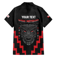 Personalised Toitu Te Tiriti Mana Maori Motuhake Family Matching Off The Shoulder Long Sleeve Dress and Hawaiian Shirt Aotearoa Haka Face Mix Poutama Art LT14 - Polynesian Pride