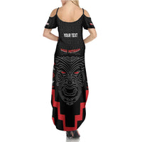 Personalised Toitu Te Tiriti Mana Maori Motuhake Family Matching Summer Maxi Dress and Hawaiian Shirt Aotearoa Haka Face Mix Poutama Art LT14 - Polynesian Pride