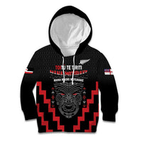Personalised Toitu Te Tiriti Mana Maori Motuhake Kid Hoodie Aotearoa Haka Face Mix Poutama Art LT14 Hoodie Black - Polynesian Pride