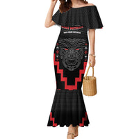 Personalised Toitu Te Tiriti Mana Maori Motuhake Mermaid Dress Aotearoa Haka Face Mix Poutama Art LT14 Women Black - Polynesian Pride