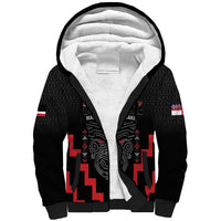 Personalised Toitu Te Tiriti Mana Maori Motuhake Sherpa Hoodie Aotearoa Haka Face Mix Poutama Art LT14 Unisex Black - Polynesian Pride