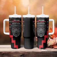 Toitu Te Tiriti Mana Maori Motuhake Tumbler With Handle Aotearoa Haka Face Mix Poutama Art