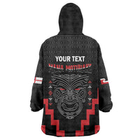 Personalised Toitu Te Tiriti Mana Maori Motuhake Wearable Blanket Hoodie Aotearoa Haka Face Mix Poutama Art LT14 - Polynesian Pride