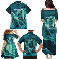 Personalised New Zealand Waitangi Day Family Matching Puletasi and Hawaiian Shirt Hei Tiki With Maori Waka - Whakarare Pattern LT14 - Polynesian Pride