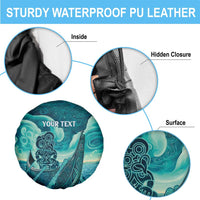 Personalised New Zealand Waitangi Day Spare Tire Cover Hei Tiki With Maori Waka - Whakarare Pattern