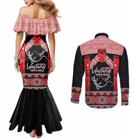 Toitu Te Tiriti O Waitangi Couples Matching Mermaid Dress and Long Sleeve Button Shirt Maori Wharenui With Taniko Motifs LT14 - Polynesian Pride