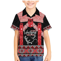 Toitu Te Tiriti O Waitangi Family Matching Mermaid Dress and Hawaiian Shirt Maori Wharenui With Taniko Motifs LT14 Son's Shirt Red - Polynesian Pride