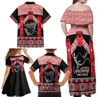 Toitu Te Tiriti O Waitangi Family Matching Off Shoulder Maxi Dress and Hawaiian Shirt Maori Wharenui With Taniko Motifs LT14 - Polynesian Pride