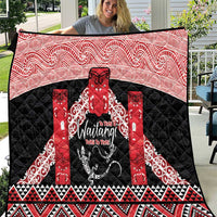 Toitu Te Tiriti O Waitangi Quilt Maori Wharenui With Taniko Motifs LT14 Red - Polynesian Pride