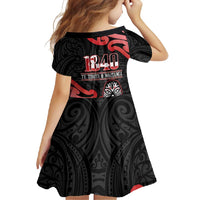 New Zealand 1840 Waitangi Day Family Matching Off Shoulder Maxi Dress and Hawaiian Shirt Aotearoa Haka Mask - Red Version LT14 - Polynesian Pride