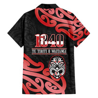New Zealand 1840 Waitangi Day Family Matching Puletasi and Hawaiian Shirt Aotearoa Haka Mask - Red Version LT14 - Polynesian Pride