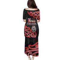 New Zealand 1840 Waitangi Day Family Matching Puletasi and Hawaiian Shirt Aotearoa Haka Mask - Red Version LT14 - Polynesian Pride
