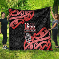 New Zealand 1840 Waitangi Day Quilt Aotearoa Haka Mask - Red Version LT14 - Polynesian Pride