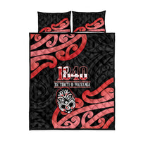 New Zealand 1840 Waitangi Day Quilt Bed Set Aotearoa Haka Mask - Red Version LT14 - Polynesian Pride