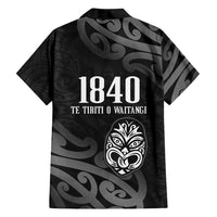 New Zealand 1840 Waitangi Day Family Matching Summer Maxi Dress and Hawaiian Shirt Aotearoa Haka Mask - Black Version LT14 - Polynesian Pride