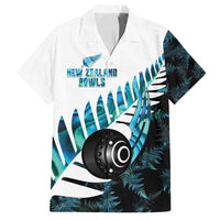 New Zealand Lawn Bowls Custom Family Matching Summer Maxi Dress and Hawaiian Shirt Aotearoa Silver Fern Paua Shell LT14 Dad's Shirt - Short Sleeve Black - Polynesian Pride