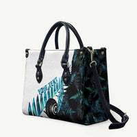 New Zealand Lawn Bowls Custom Leather Bag Aotearoa Silver Fern Paua Shell LT14 Black - Polynesian Pride