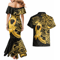 Polynesia Bone Cancer Awareness Couples Matching Mermaid Dress and Hawaiian Shirt Fight Warriors LT14 - Polynesian Pride