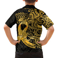 Polynesia Bone Cancer Awareness Family Matching Tank Maxi Dress and Hawaiian Shirt Fight Warriors