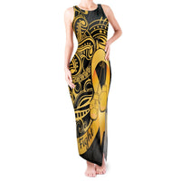 Polynesia Bone Cancer Awareness Tank Maxi Dress Fight Warriors LT14 Women Black - Polynesian Pride