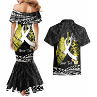 Personalised Polynesia World Lung Cancer Day Couples Matching Mermaid Dress and Hawaiian Shirt Faith Hope Love LT14 - Polynesian Pride