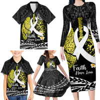 Personalised Polynesia World Lung Cancer Day Family Matching Long Sleeve Bodycon Dress and Hawaiian Shirt Faith Hope Love LT14 - Polynesian Pride