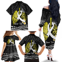 Personalised Polynesia World Lung Cancer Day Family Matching Off The Shoulder Long Sleeve Dress and Hawaiian Shirt Faith Hope Love LT14 - Polynesian Pride