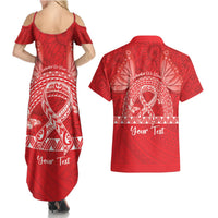 Personalised In September We Wear Red Couples Matching Summer Maxi Dress and Hawaiian Shirt Polynesia Blood Cancer Awareness LT14 - Polynesian Pride