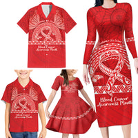 Personalised In September We Wear Red Family Matching Long Sleeve Bodycon Dress and Hawaiian Shirt Polynesia Blood Cancer Awareness LT14 - Polynesian Pride