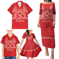 Personalised In September We Wear Red Family Matching Puletasi and Hawaiian Shirt Polynesia Blood Cancer Awareness LT14 - Polynesian Pride