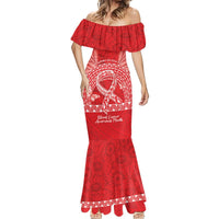 Personalised In September We Wear Red Mermaid Dress Polynesia Blood Cancer Awareness LT14 - Polynesian Pride