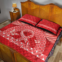 Personalised In September We Wear Red Quilt Bed Set Polynesia Blood Cancer Awareness