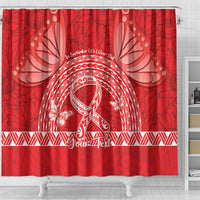 Personalised In September We Wear Red Shower Curtain Polynesia Blood Cancer Awareness LT14 - Polynesian Pride