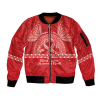 Personalised In September We Wear Red Sleeve Zip Bomber Jacket Polynesia Blood Cancer Awareness LT14 Unisex Red - Polynesian Pride