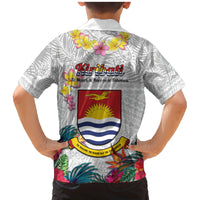 Kiribati Independence Day Family Matching Mermaid Dress and Hawaiian Shirt Frigatebird Mix Tropical Flowers - White Style