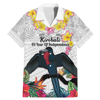Kiribati Independence Day Family Matching Mermaid Dress and Hawaiian Shirt Frigatebird Mix Tropical Flowers - White Style