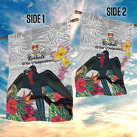 Kiribati Independence Day Garden Flag Frigatebird Mix Tropical Flowers - White Style