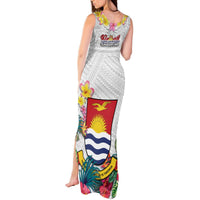 Kiribati Independence Day Tank Maxi Dress Frigatebird Mix Tropical Flowers - White Style LT14 - Polynesian Pride
