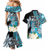 Personalised Guam Liberation Day Couples Matching Mermaid Dress and Hawaiian Shirt 80th Anniversary Chamorro Latte Stone With Guasali Flowers LT14 - Polynesian Pride
