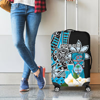 Personalised Guam Liberation Day Luggage Cover Chamorro Latte Stone With Guasali Flowers