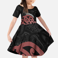 New Zealand Mangopare Tamanako Family Matching Mermaid Dress and Hawaiian Shirt Aotearoa Maori LT14 Daughter's Dress Brown - Polynesian Pride