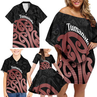 New Zealand Mangopare Tamanako Family Matching Off Shoulder Short Dress and Hawaiian Shirt Aotearoa Maori LT14 - Polynesian Pride