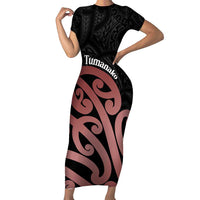 New Zealand Mangopare Tamanako Family Matching Short Sleeve Bodycon Dress and Hawaiian Shirt Aotearoa Maori LT14 Mom's Dress Brown - Polynesian Pride